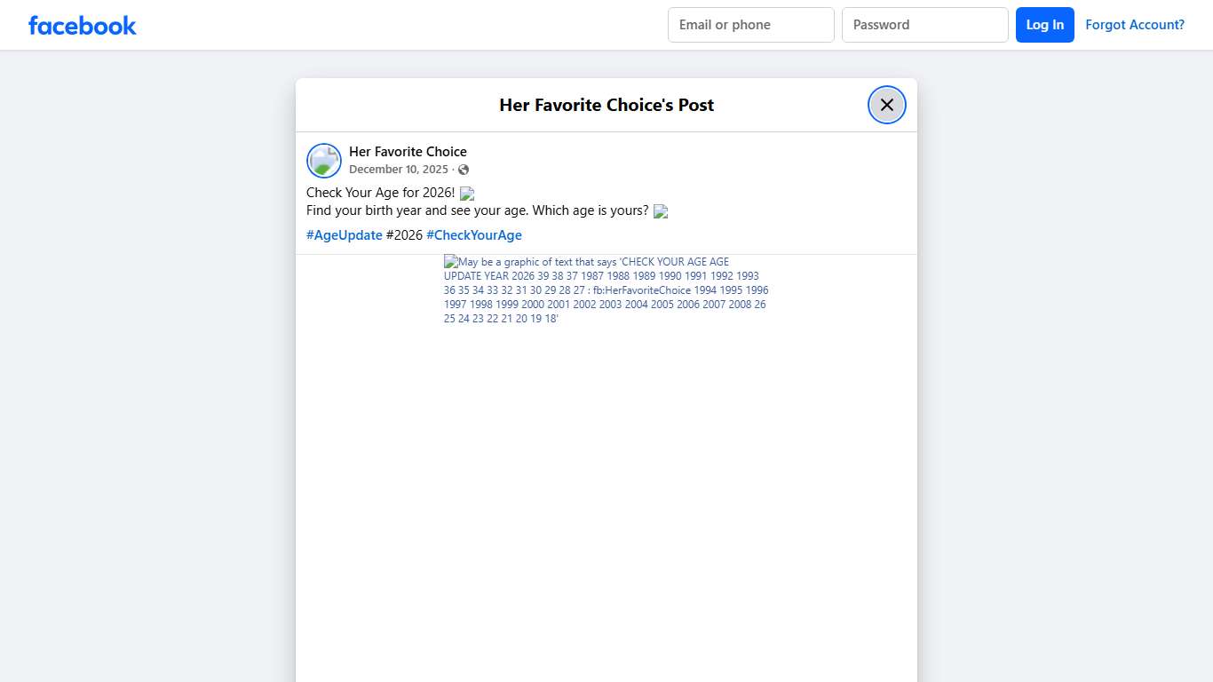 Check Your Age for 2026! 🧐 Find your... - Her Favorite Choice Facebook